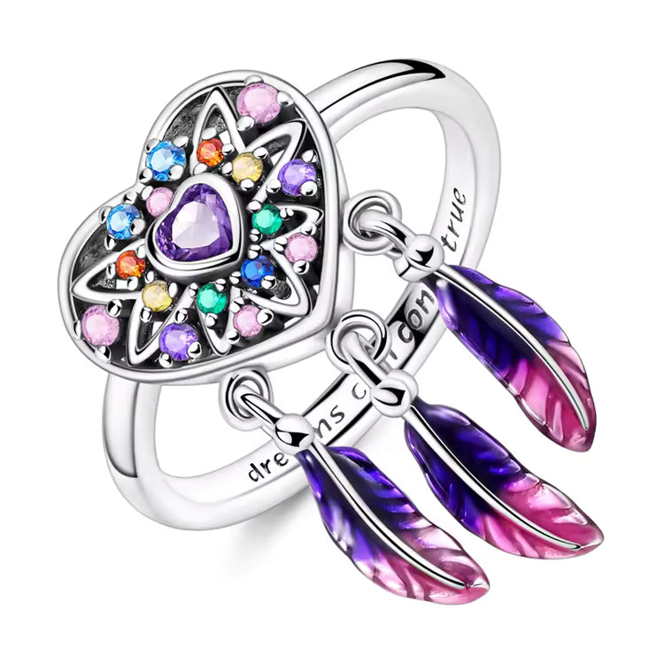 Dreamcatcher Ring - 925 Sterling Silver with Zircon Stone