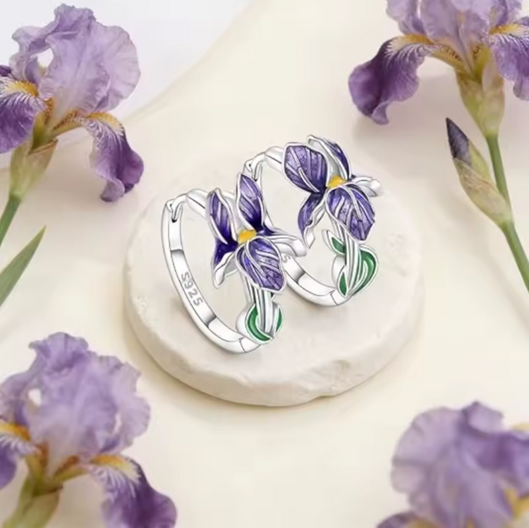Sterling Silver Purple Iris Earrings