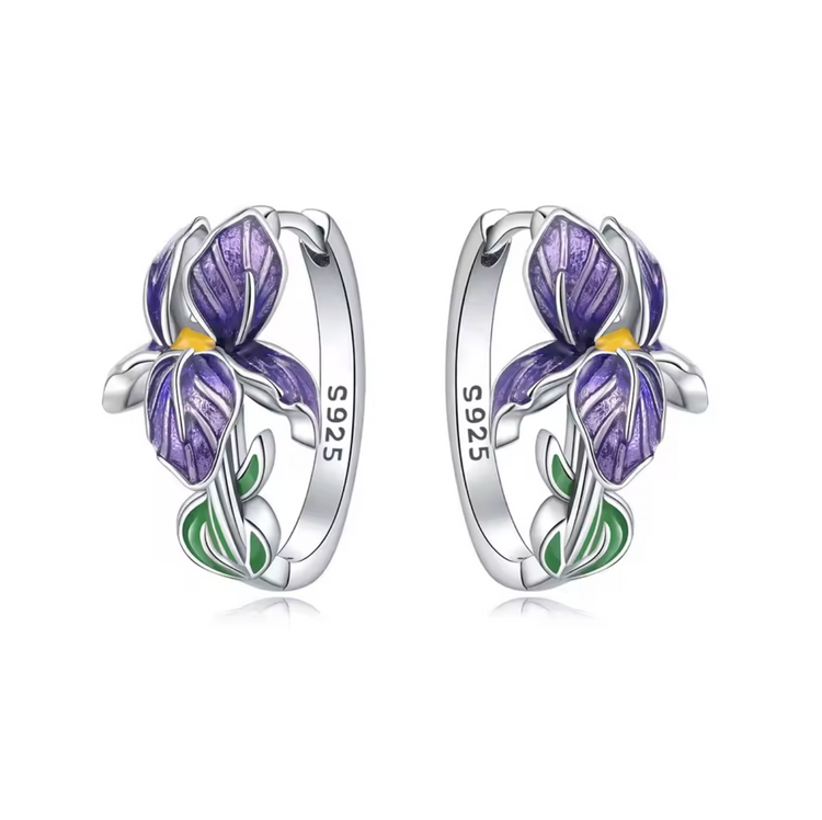 Sterling Silver Purple Iris Earrings