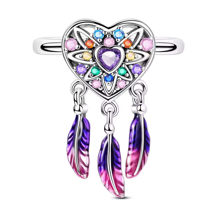 Dreamcatcher Ring - 925 Sterling Silver with Zircon Stone
