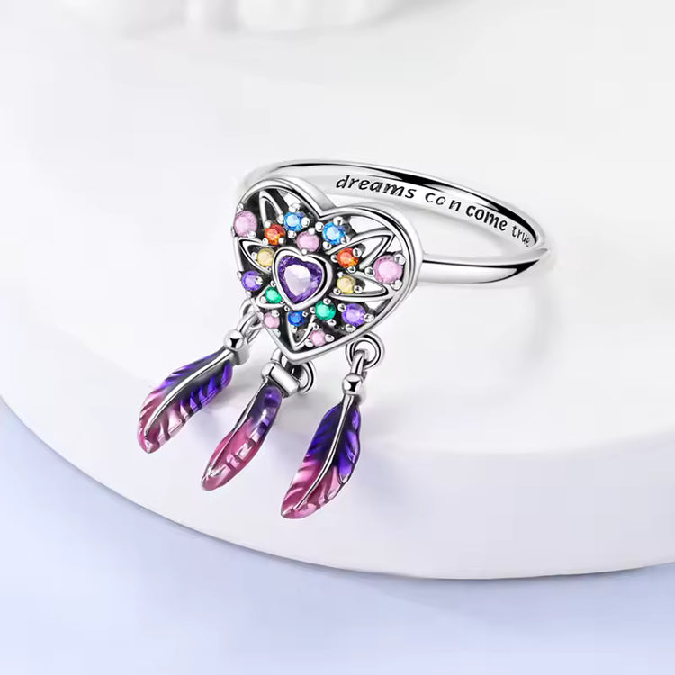 Dreamcatcher Ring - 925 Sterling Silver with Zircon Stone