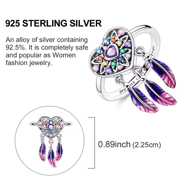 Dreamcatcher Ring - 925 Sterling Silver with Zircon Stone