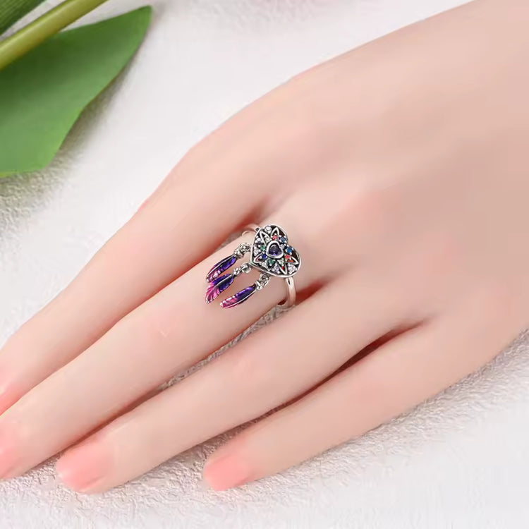 Dreamcatcher Ring - 925 Sterling Silver with Zircon Stone