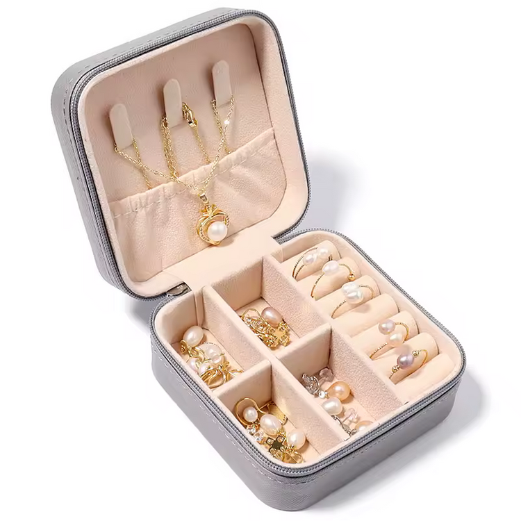 Compact Jewelry Storage Box - Premium PU Leather Organizer