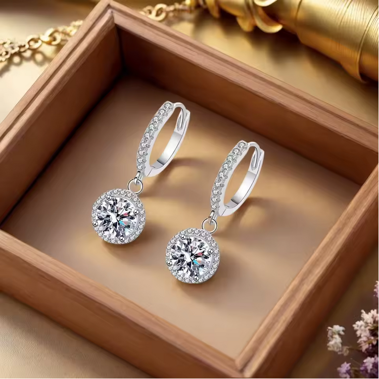 Timeless Moissanite Elegance: 925 Sterling Silver Round Earrings