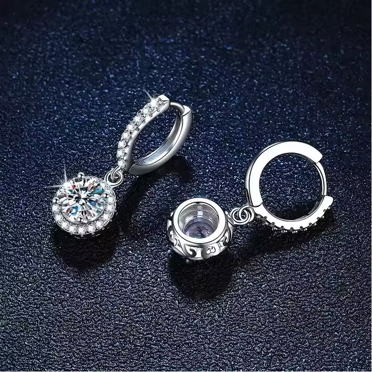Timeless Moissanite Elegance: 925 Sterling Silver Round Earrings