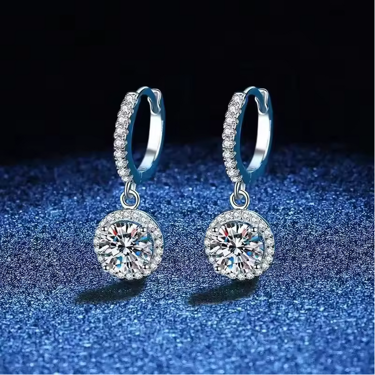 Timeless Moissanite Elegance: 925 Sterling Silver Round Earrings