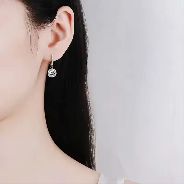 Timeless Moissanite Elegance: 925 Sterling Silver Round Earrings