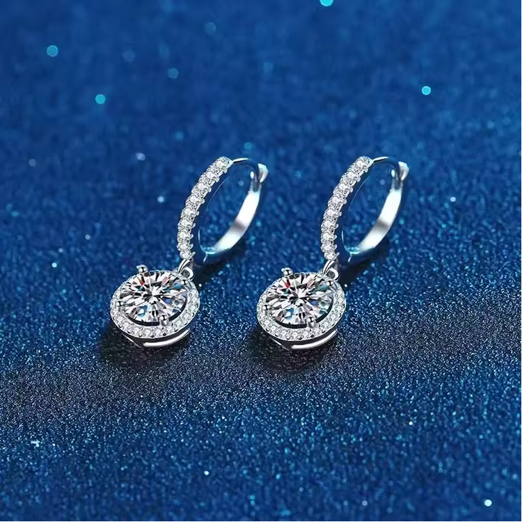 Timeless Moissanite Elegance: 925 Sterling Silver Round Earrings