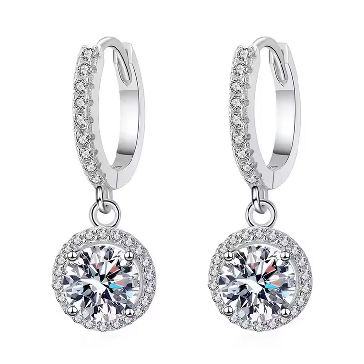 Timeless Moissanite Elegance: 925 Sterling Silver Round Earrings