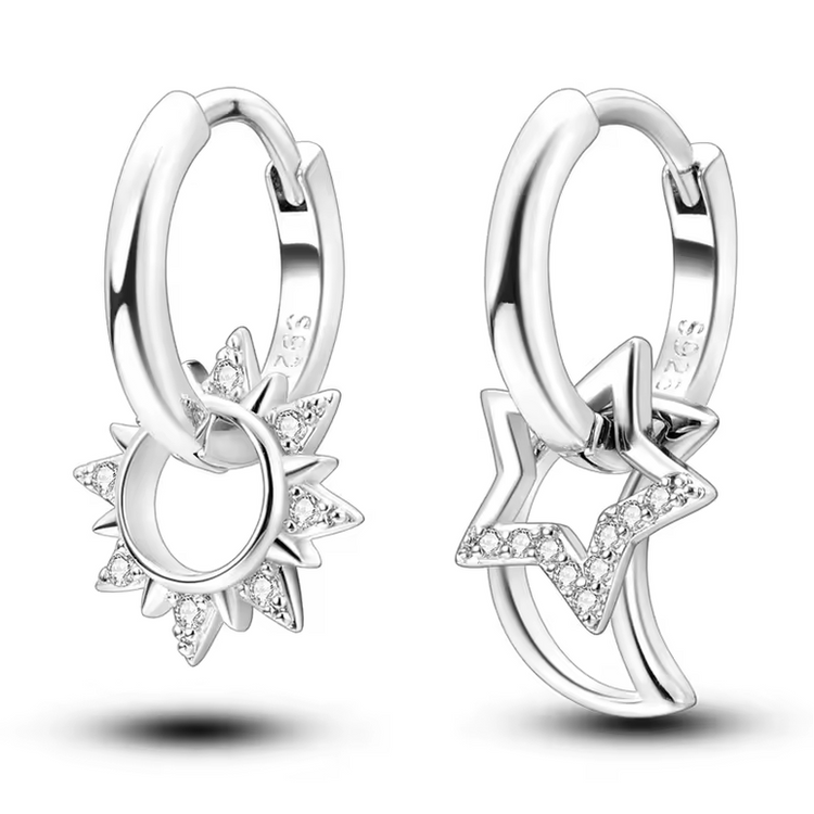 Silver Cubic Zirconia Hoop Earrings