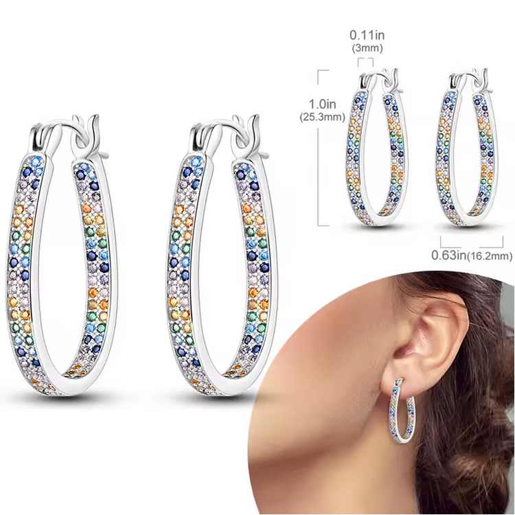 Silver Cubic Zirconia Hoop Earrings