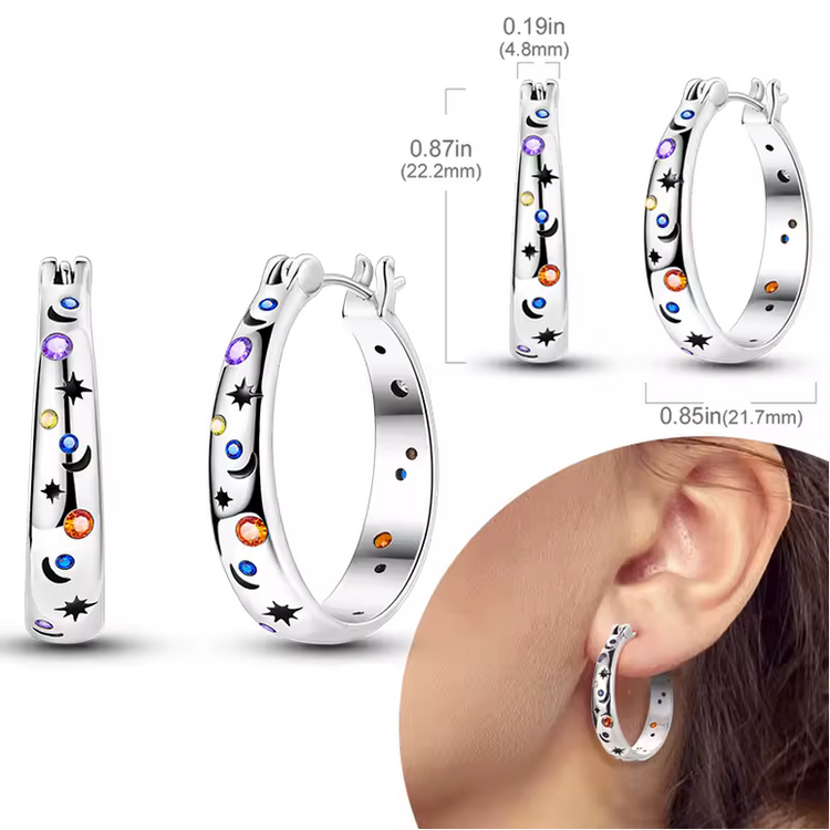Silver Cubic Zirconia Hoop Earrings