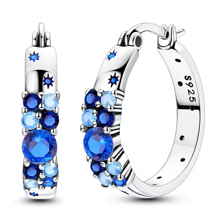Silver Cubic Zirconia Hoop Earrings