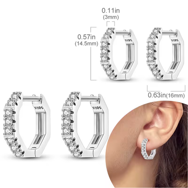 Silver Cubic Zirconia Hoop Earrings