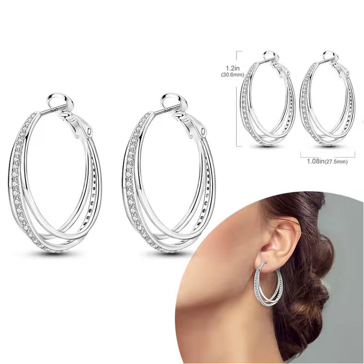 Silver Cubic Zirconia Hoop Earrings