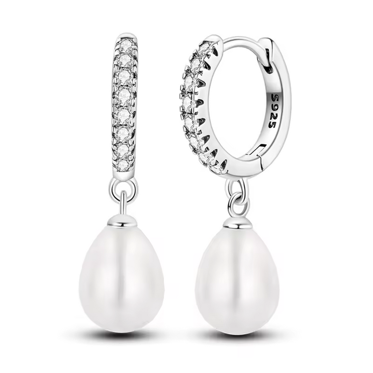 Silver Cubic Zirconia Hoop Earrings