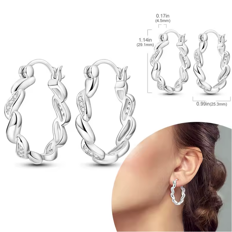 Silver Cubic Zirconia Hoop Earrings