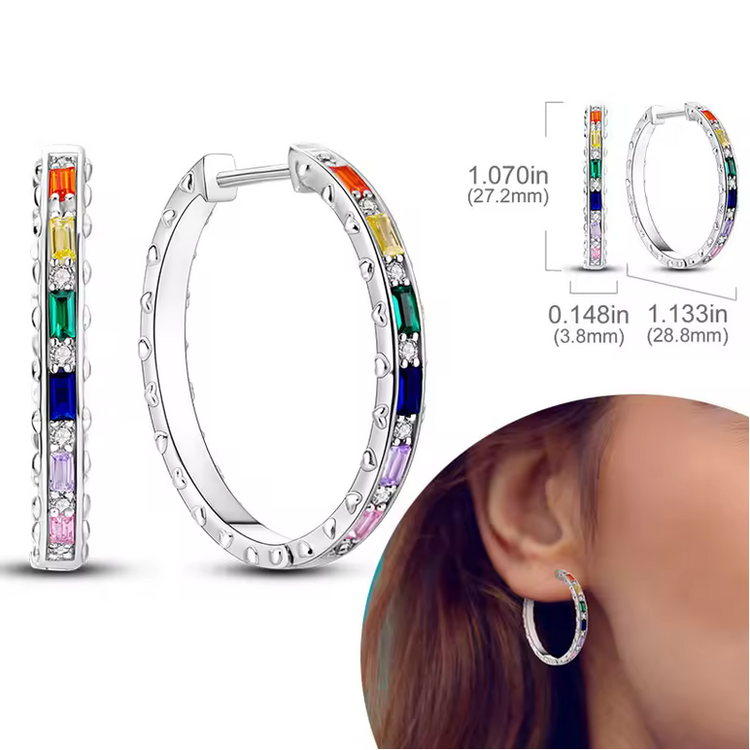 Silver Cubic Zirconia Hoop Earrings