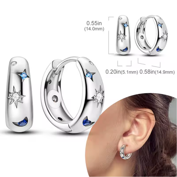 Silver Cubic Zirconia Hoop Earrings