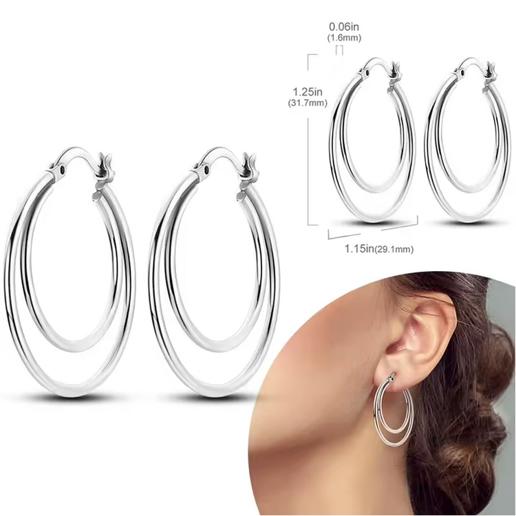 Silver Cubic Zirconia Hoop Earrings