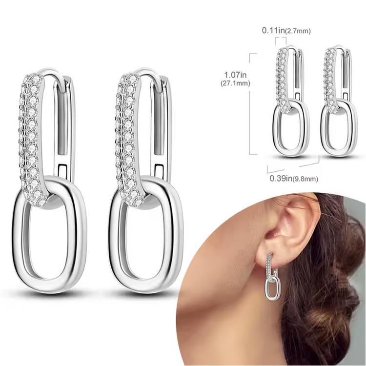 Silver Cubic Zirconia Hoop Earrings
