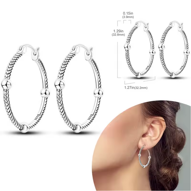 Silver Cubic Zirconia Hoop Earrings
