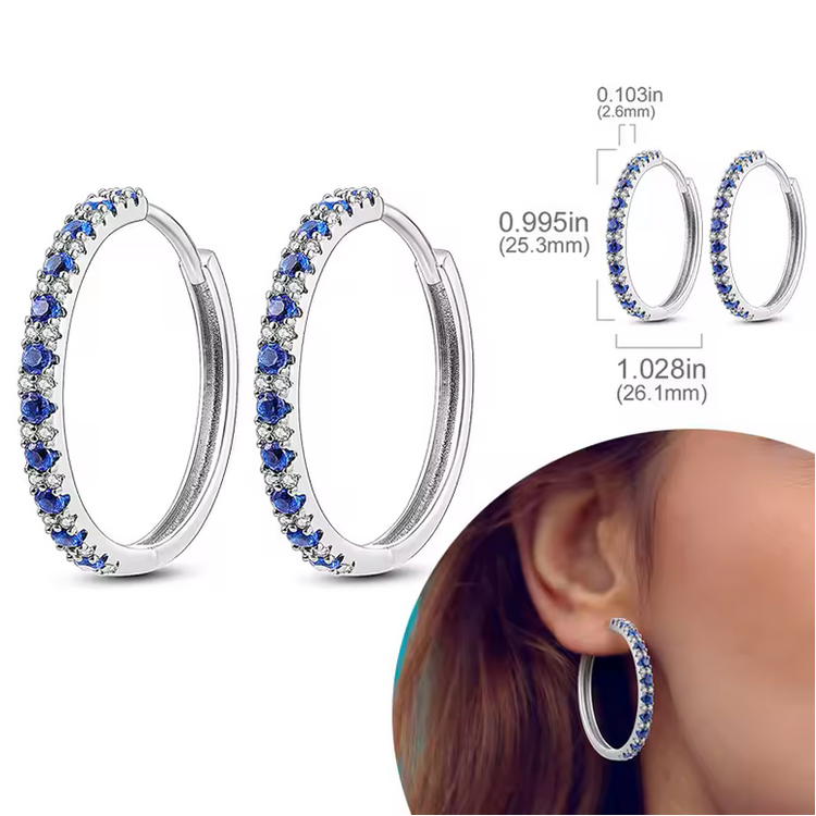 Silver Cubic Zirconia Hoop Earrings