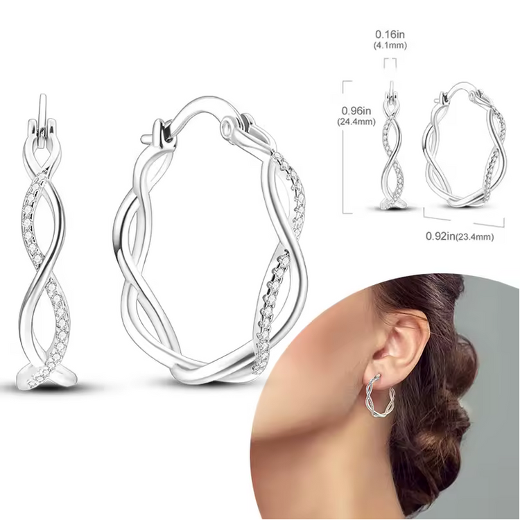 Silver Cubic Zirconia Hoop Earrings