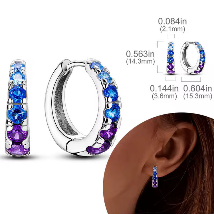Silver Cubic Zirconia Hoop Earrings