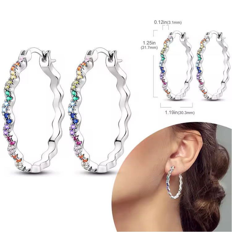 Silver Cubic Zirconia Hoop Earrings