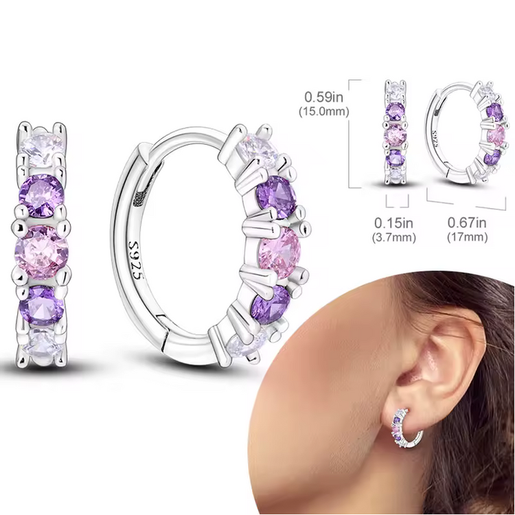 Silver Cubic Zirconia Hoop Earrings