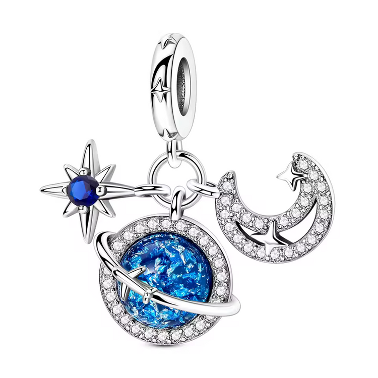 925 Silver Blue Zircon Charm Bead –  Bracelet Pendant