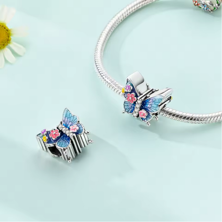 925 Silver Blue Zircon Charm Bead –  Bracelet Pendant