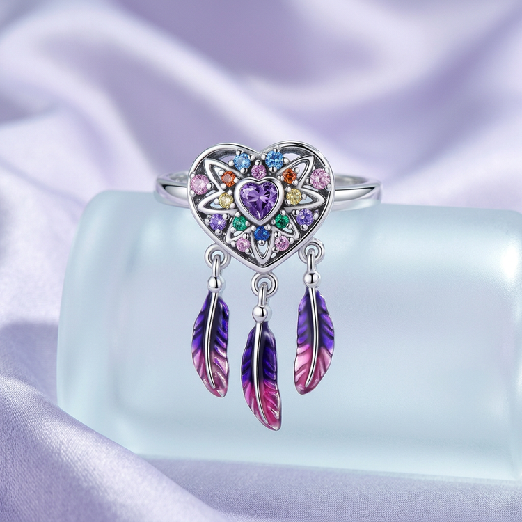 Dreamcatcher Ring - 925 Sterling Silver with Zircon Stone