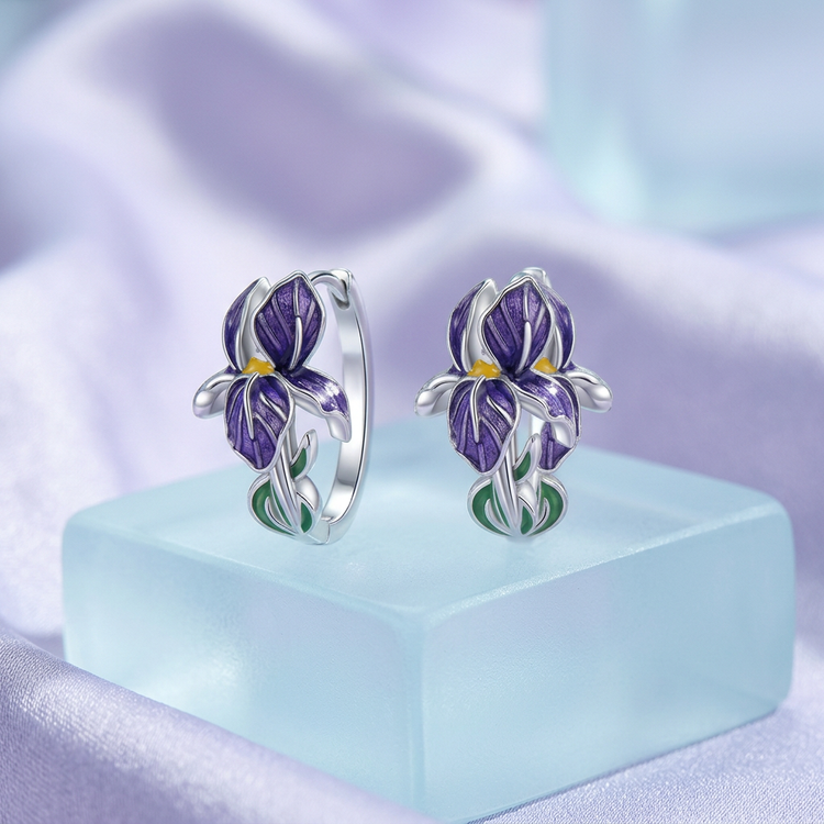 Sterling Silver Purple Iris Earrings