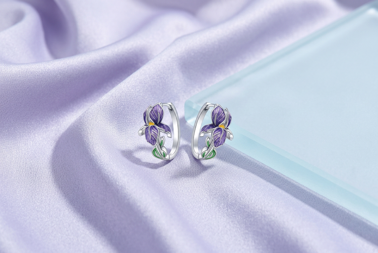 Sterling Silver Purple Iris Earrings