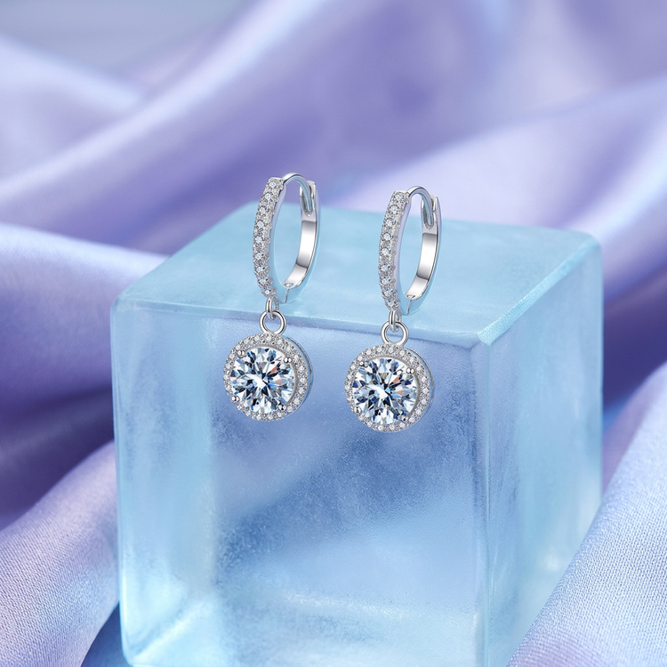 Timeless Moissanite Elegance: 925 Sterling Silver Round Earrings